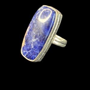 .925 Silver Overlay Sodalite Stone Size 9.25 Ring